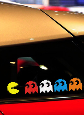 潮汽车吃豆豆人PACMAN卡通游戏个性遮挡划痕创意可爱挡风玻璃贴纸