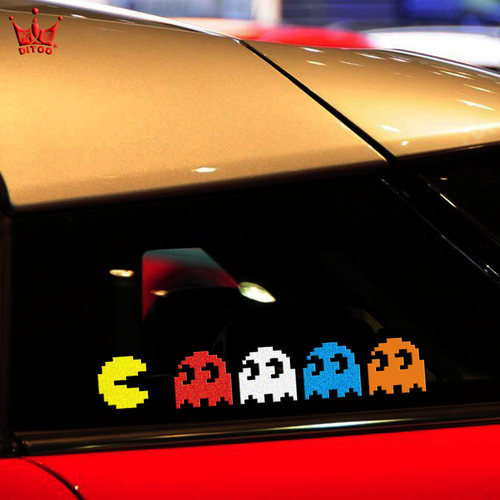 吃豆豆卡通游戏个性划痕贴纸汽车