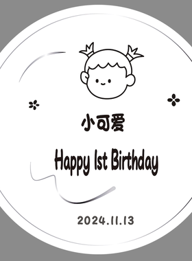 韩式白色女孩迎宾牌头像50厘米直径kt板布置实物支架材料包cl0533