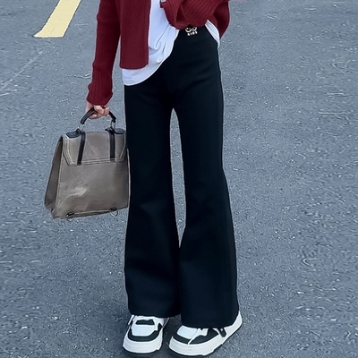 女童加绒喇叭裤打底裤秋冬季长裤