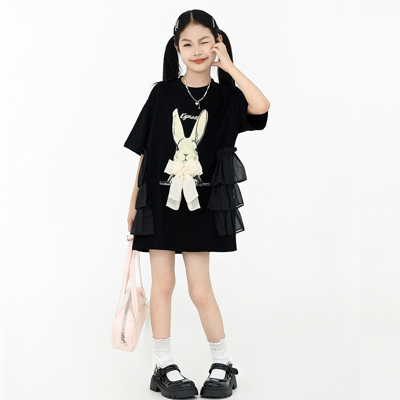 女童夏季衣服2025新款儿童短袖t