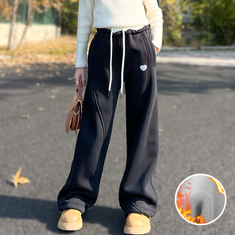 女童加绒裤子冬季休闲裤运动长裤