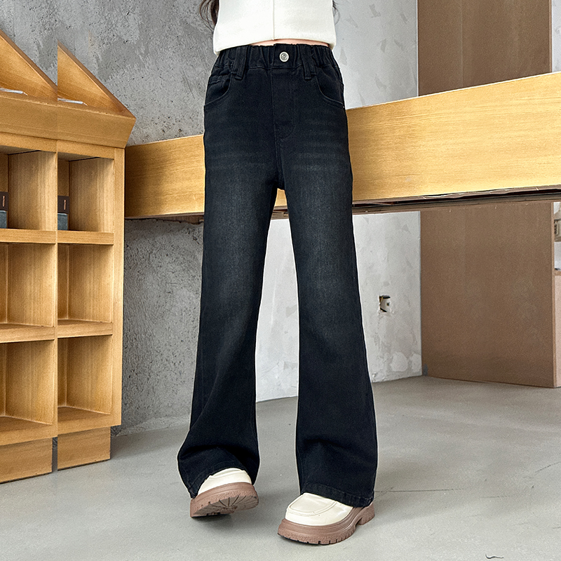 女童裤子秋季儿童微喇牛仔裤秋装
