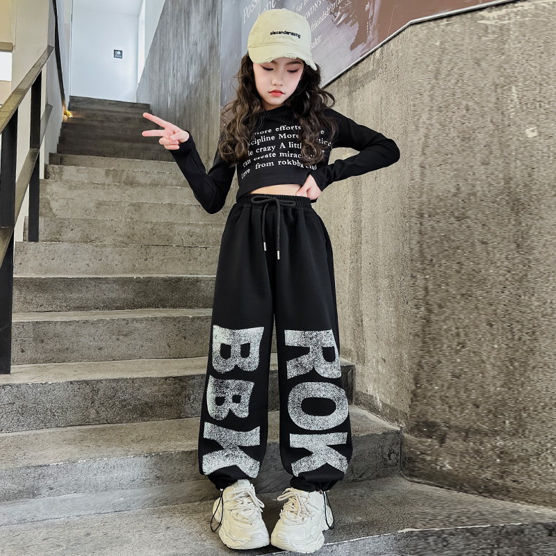 半咖长裤休闲裤宽松裤子女童卫裤