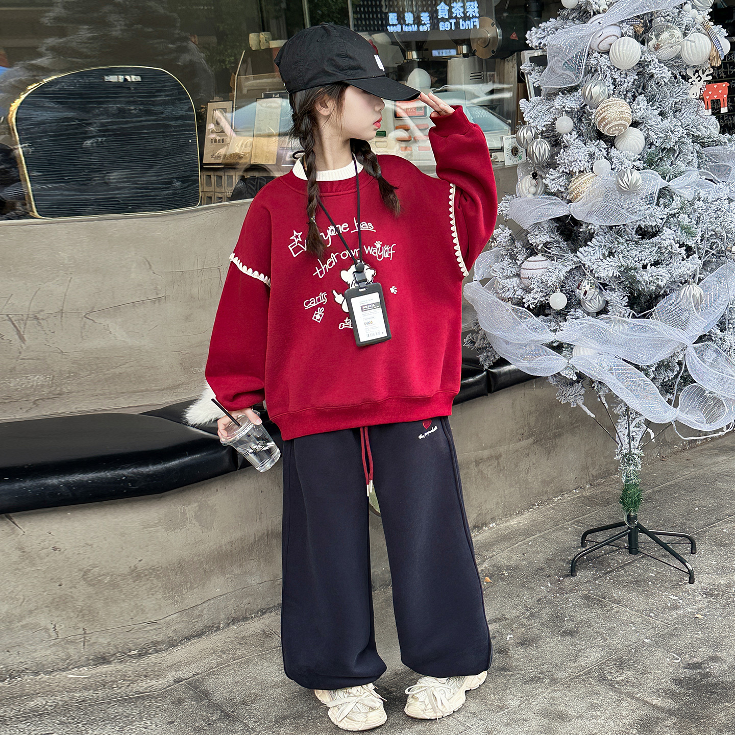 女童加绒卫衣冬季儿童一体绒上衣