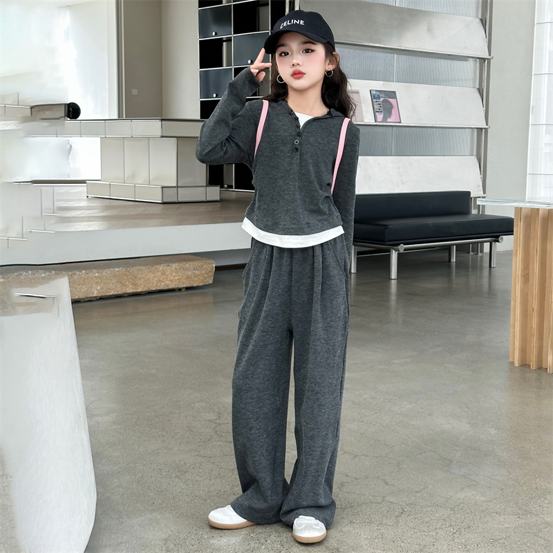 初秋薄款休闲卫衣女童秋季套装