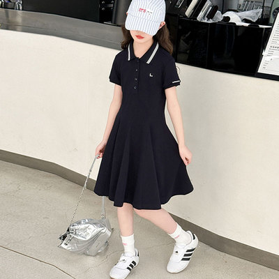 女童裙子夏薄款洋气学院风连衣裙