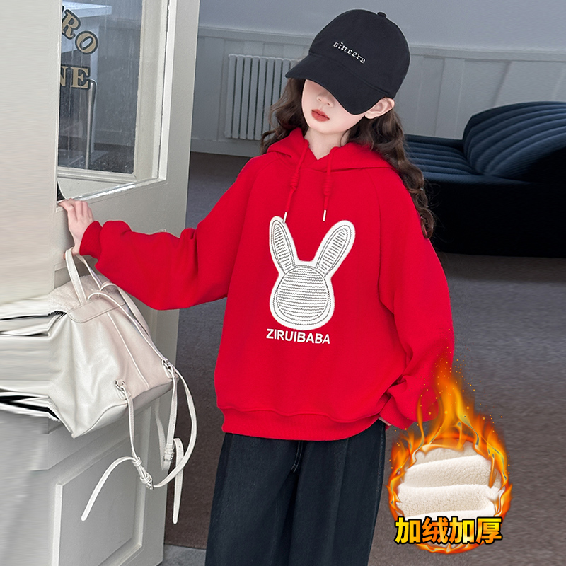 女童加绒卫衣儿童加厚上衣拜年服