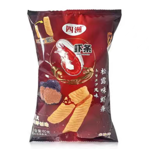 27/1/2 临期 四洲松露味虾条80g 非油炸膨化薯条办公解馋小零食