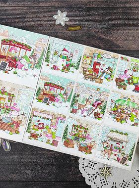 D046大牌手账素材纸彩色卡纸scarpbook小机关手工纸 圣诞礼物邮筒