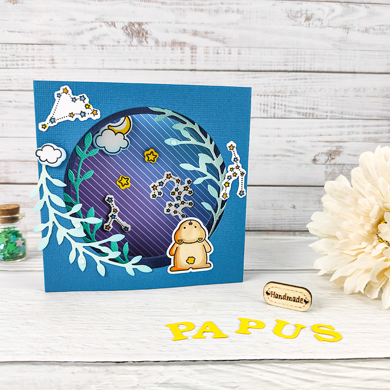 papus铁盒印章配刀模手工贺卡