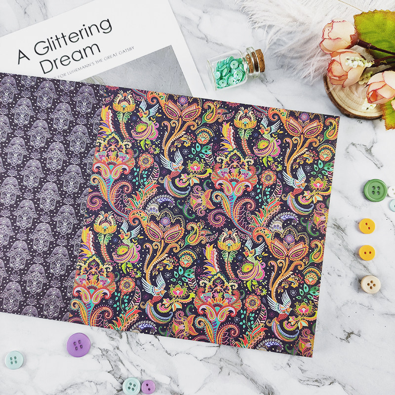 E002 유명 핸드북 소재 종이 배경 종이 콜라주 대행사 수제 종이 포장 인도 스타일 동양의 매력