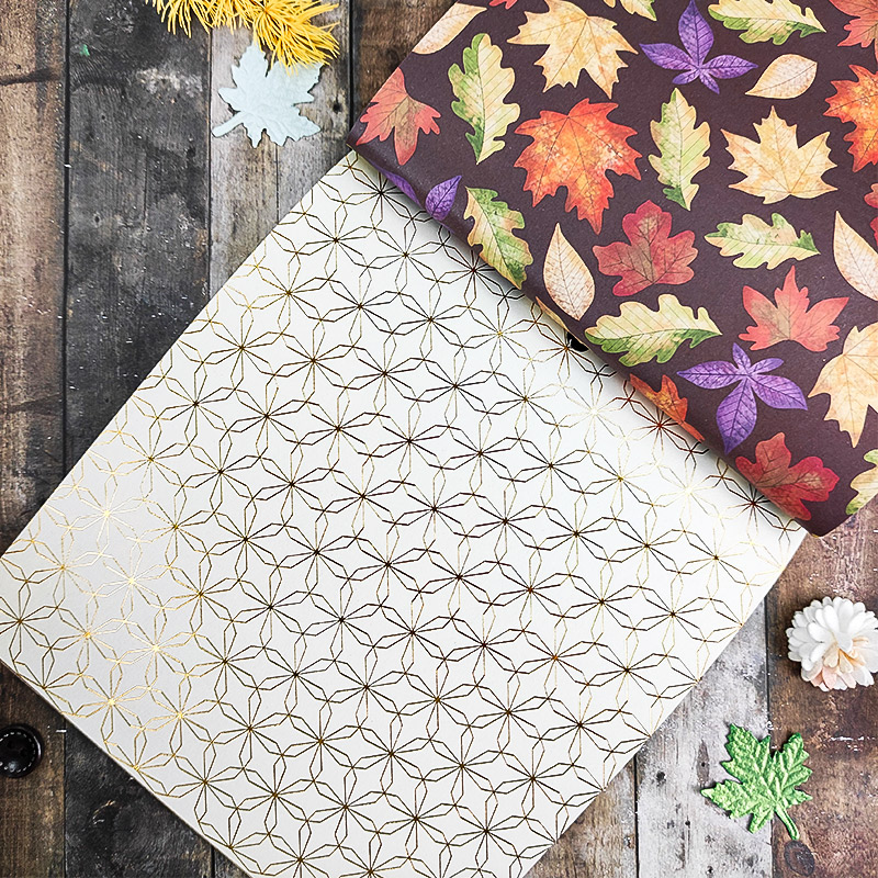 1034大牌MB无酸手账素材纸拼贴手工纸 植物森林蘑菇枫叶树叶烫金