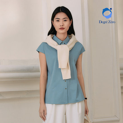 Degre Zero零度女士短袖衬衫吸湿排汗夏季商务正装免烫抗皱衬衣