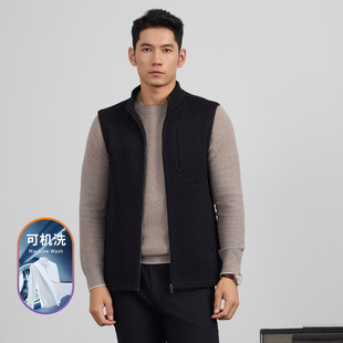 Degre Zero马甲男款2025新款秋冬外穿针织休闲拉链外套上衣黑色