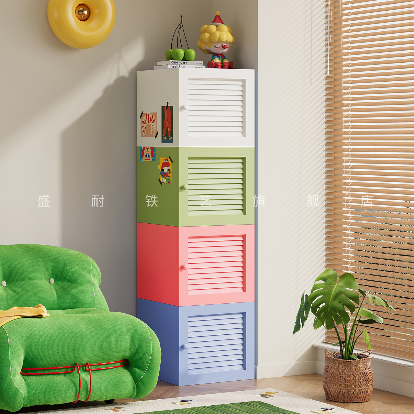 盛耐铁艺飘窗柜子2026新款现代简约卧室收纳储物柜阳台组合铁皮柜