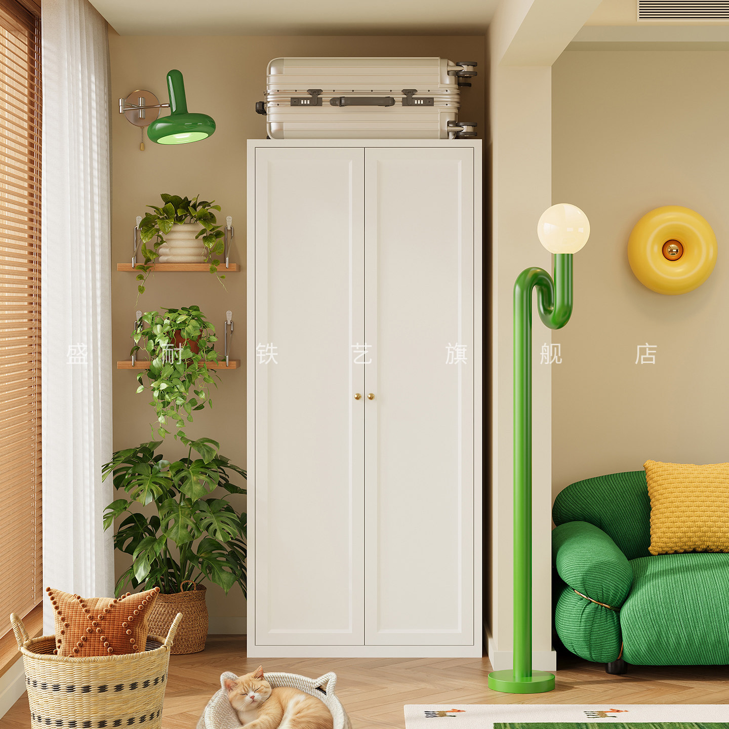 阳台多功能储物柜家用一体靠墙大容量铁皮柜杂物柜落地收纳置物柜