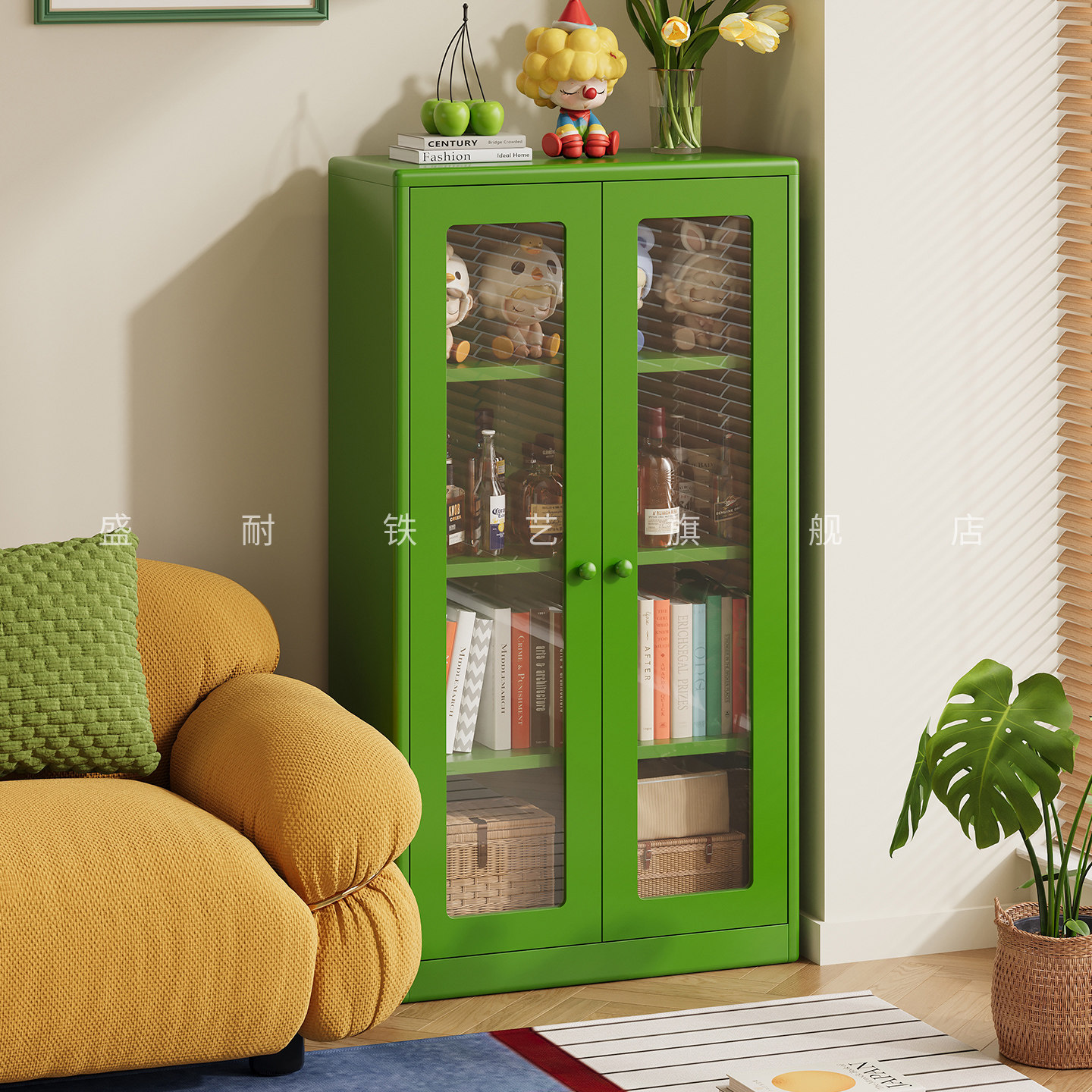 创意电视旁边置物柜成品书柜小户型省空间家用客厅铁艺收纳储物柜