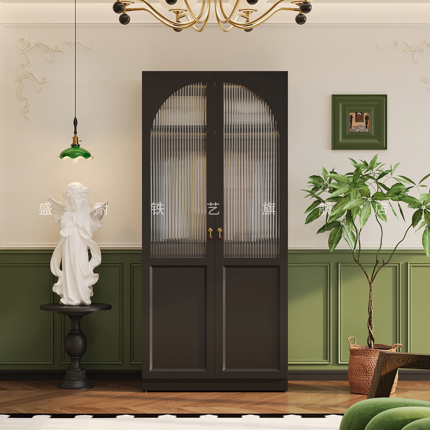 复古风金属衣柜家用卧室储物柜子