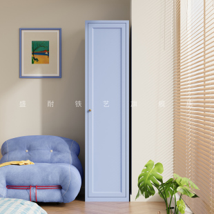 包豪斯风格 金属衣柜小户型家用卧室夹缝窄柜单人铁皮储物柜收纳柜