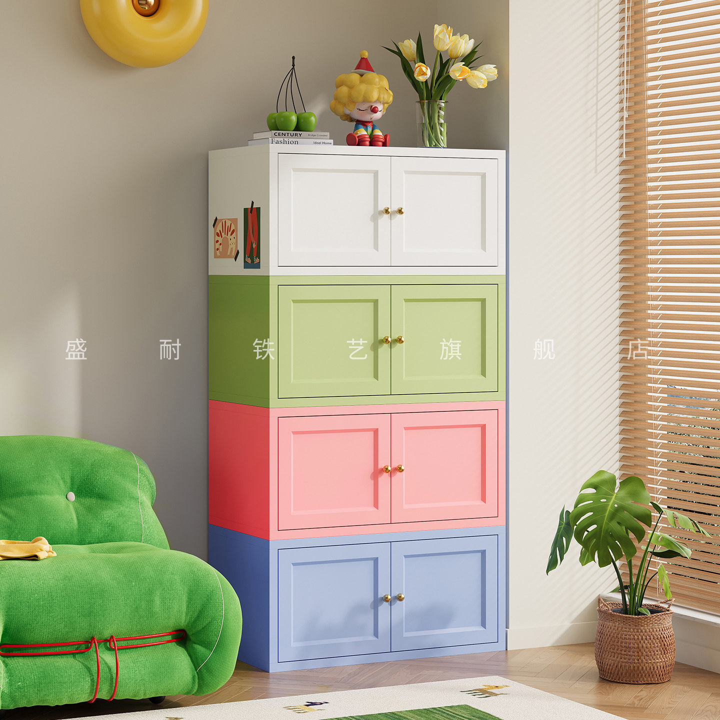 钢制飘窗书柜窄柜收纳柜家用客厅储物柜阳台窗边柜防水防晒铁皮柜