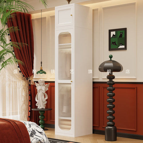 2.2米高法式奶油风单门夹缝衣柜