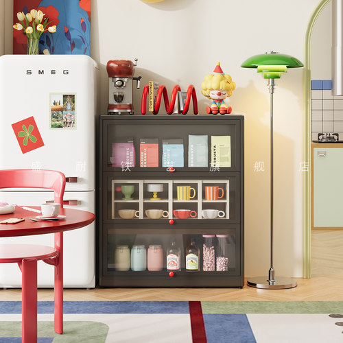 复古风铁艺餐边柜一体靠墙储物柜