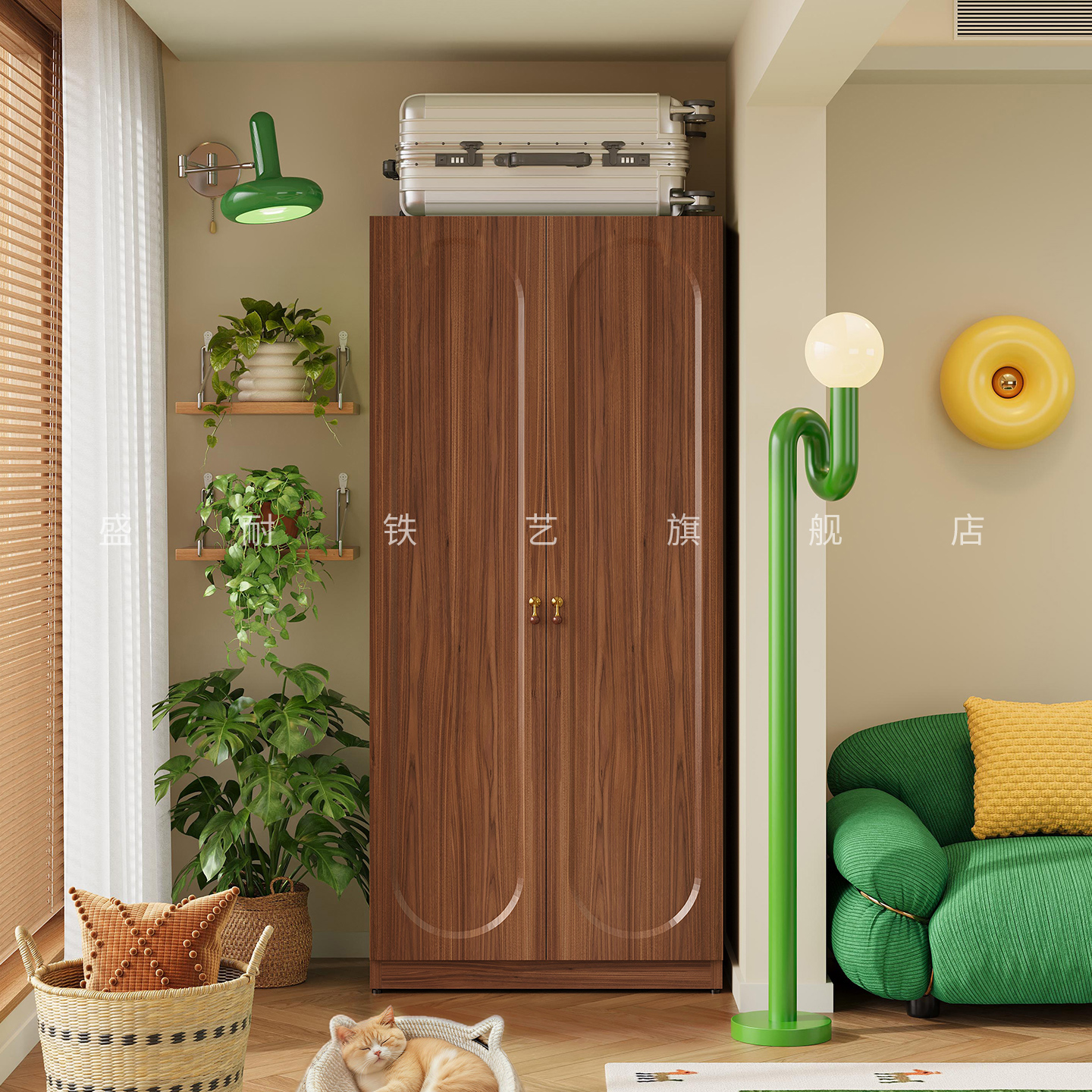 中古风钢制阳台收纳衣柜储物柜