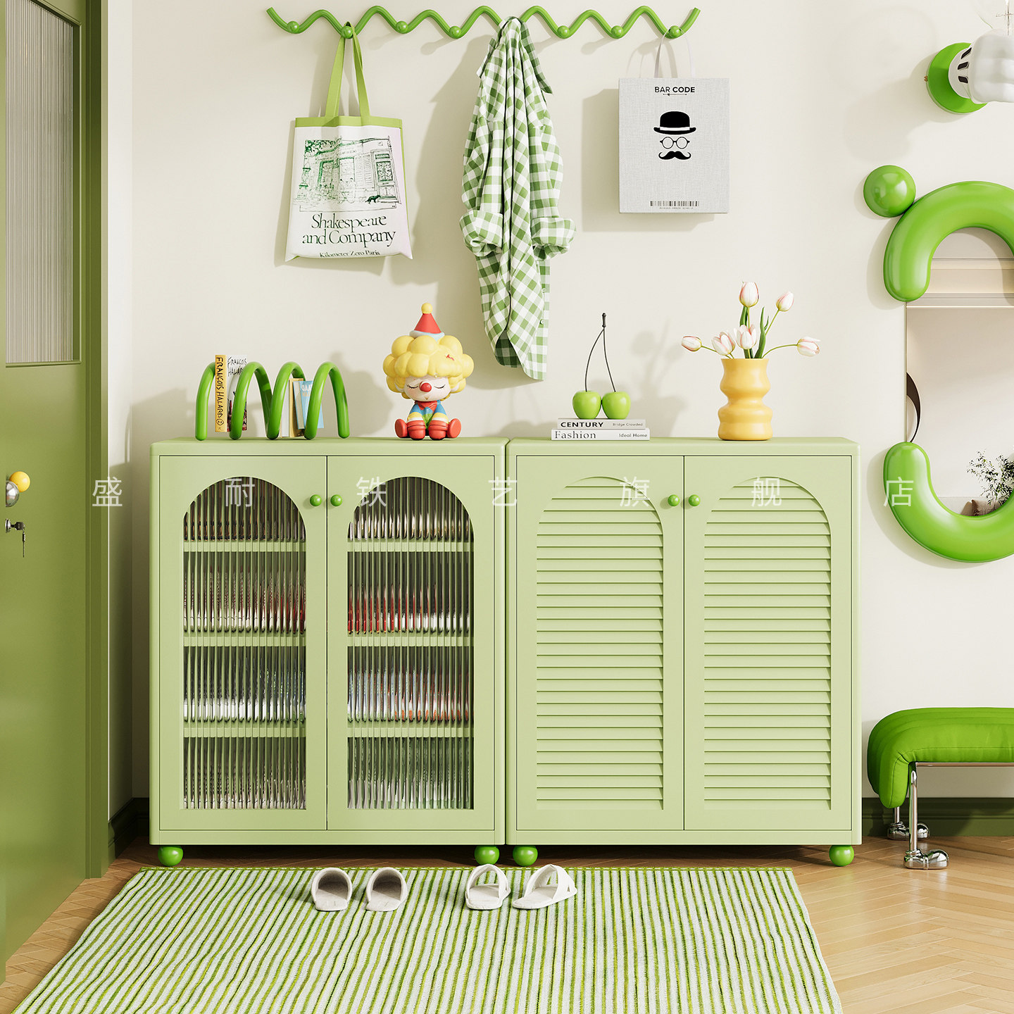 钢制鞋柜家用门口分层收纳柜2026新款高级感大容量防尘铁皮置物柜