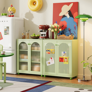 中古风钢制餐边柜储物柜靠墙一体客厅多功能铁艺收纳柜沙发旁矮柜