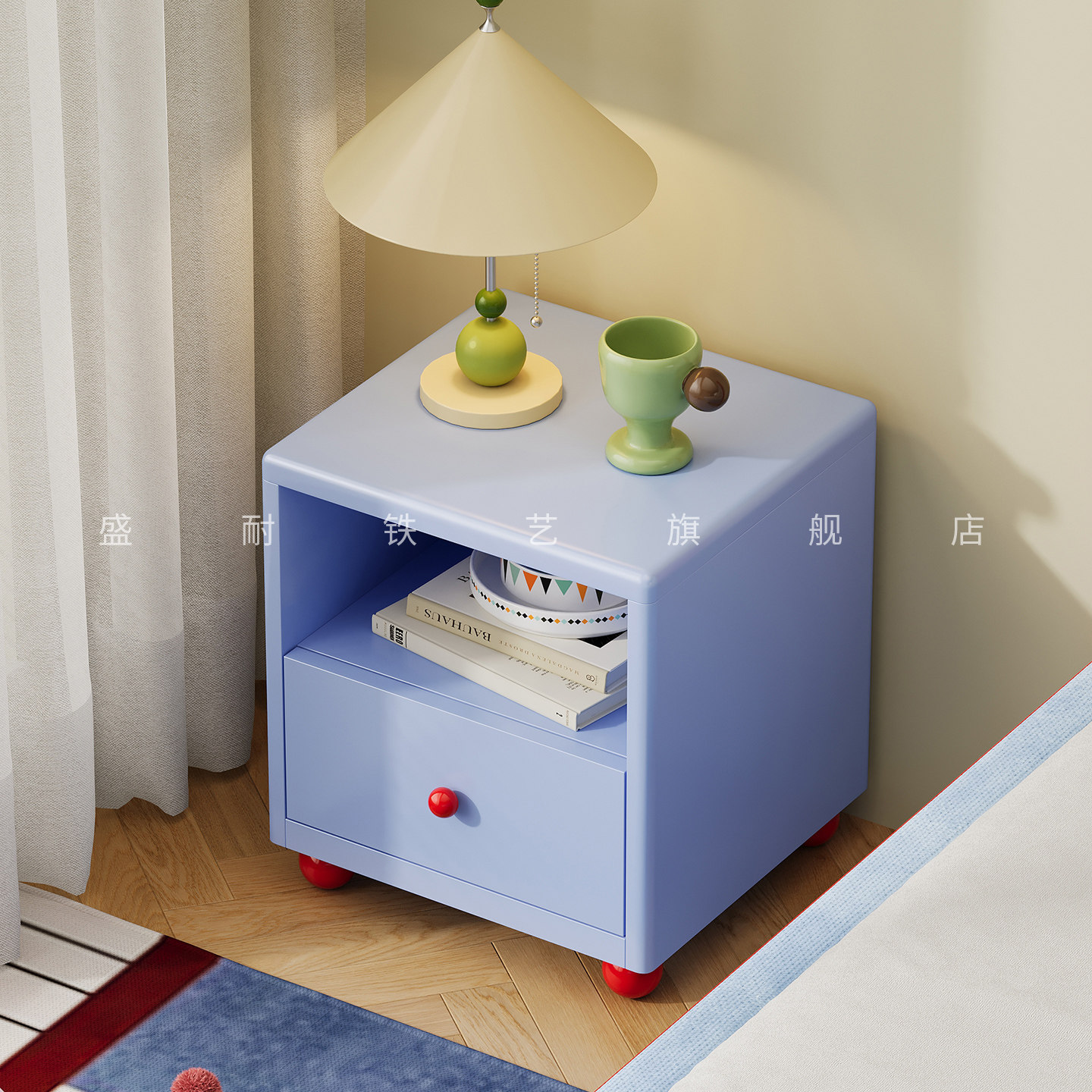 卧室床头柜中古风儿童房间床边柜子家用小户型铁艺斗柜落地置物柜,住宅家具,床头柜,淘宝优惠券,粉丝福利购,淘宝优惠卷