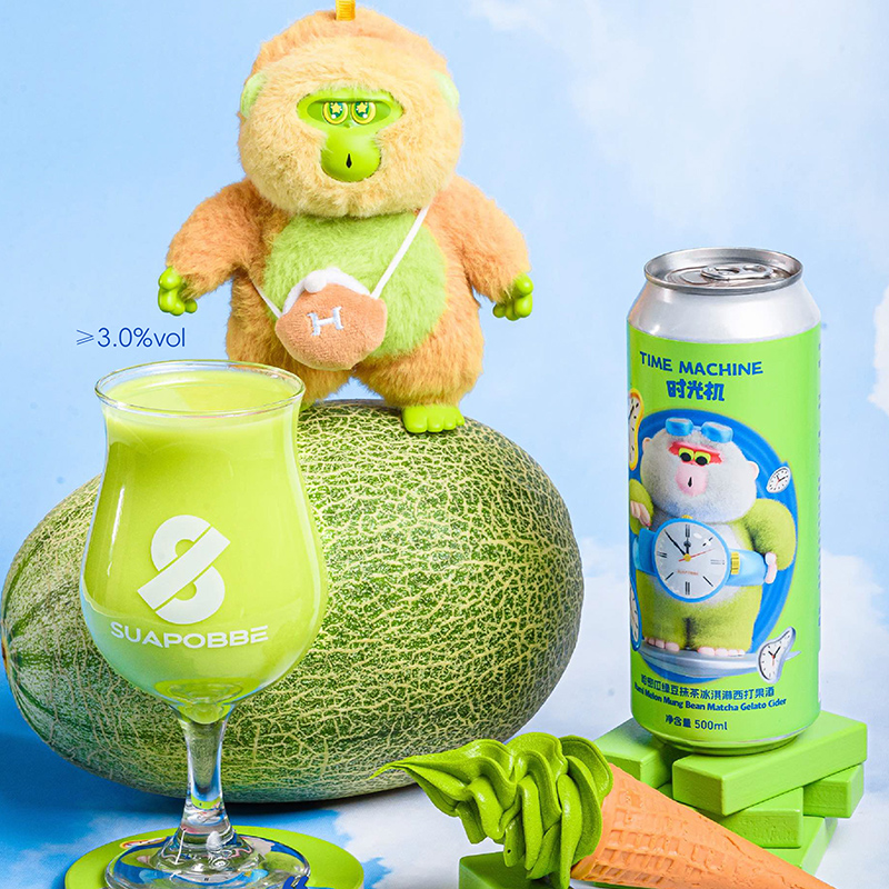 沙坡尾时光机哈密瓜绿豆抹茶冰淇淋西打500ml