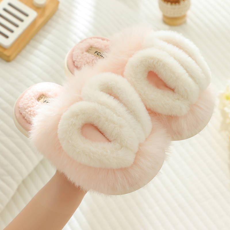 简约可爱冬季加绒保暖地板拖