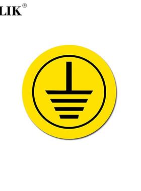 BELIK接地5张2*2CMPVC黄色安全标识贴机械设备标签三角形当心警告