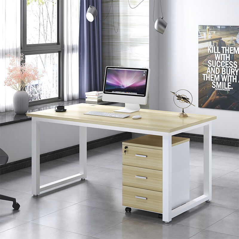 中伟ZHONGWEI钢木电脑桌台式简易书桌现代简约办公桌140*70*75cm