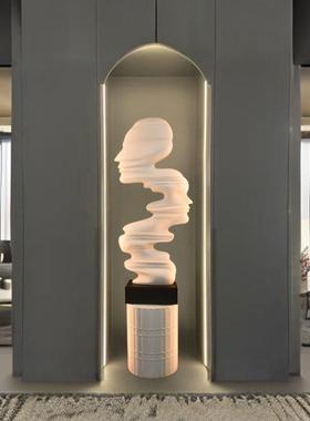 酒店别墅摆设网红艺术摆件落地现代简约抽象雕塑人像人物装饰底座