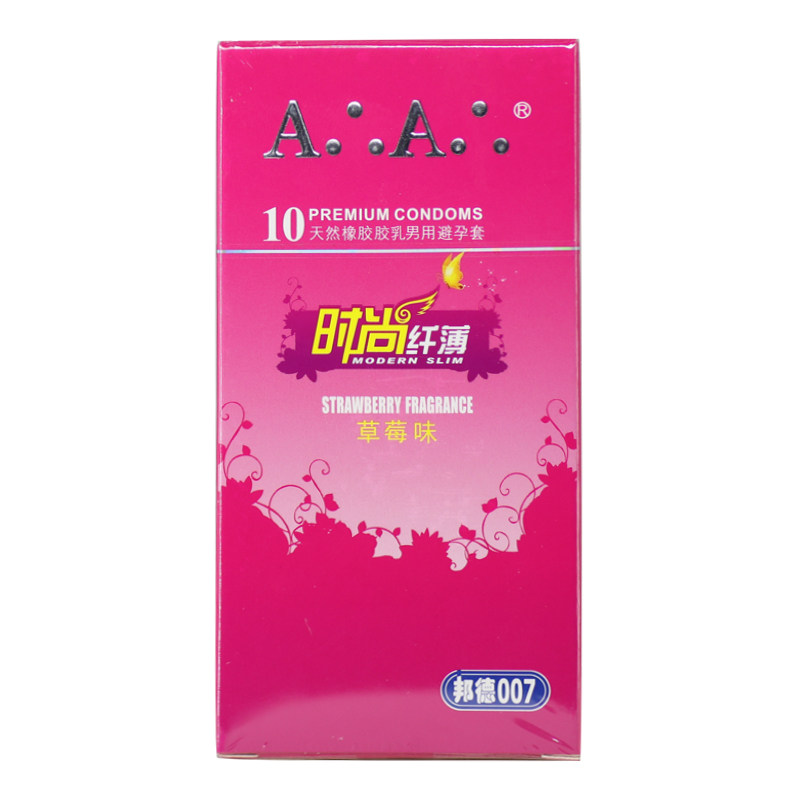 包邮】帮德007 天然胶乳橡胶避孕套时尚纤薄套 草莓味 10只/盒