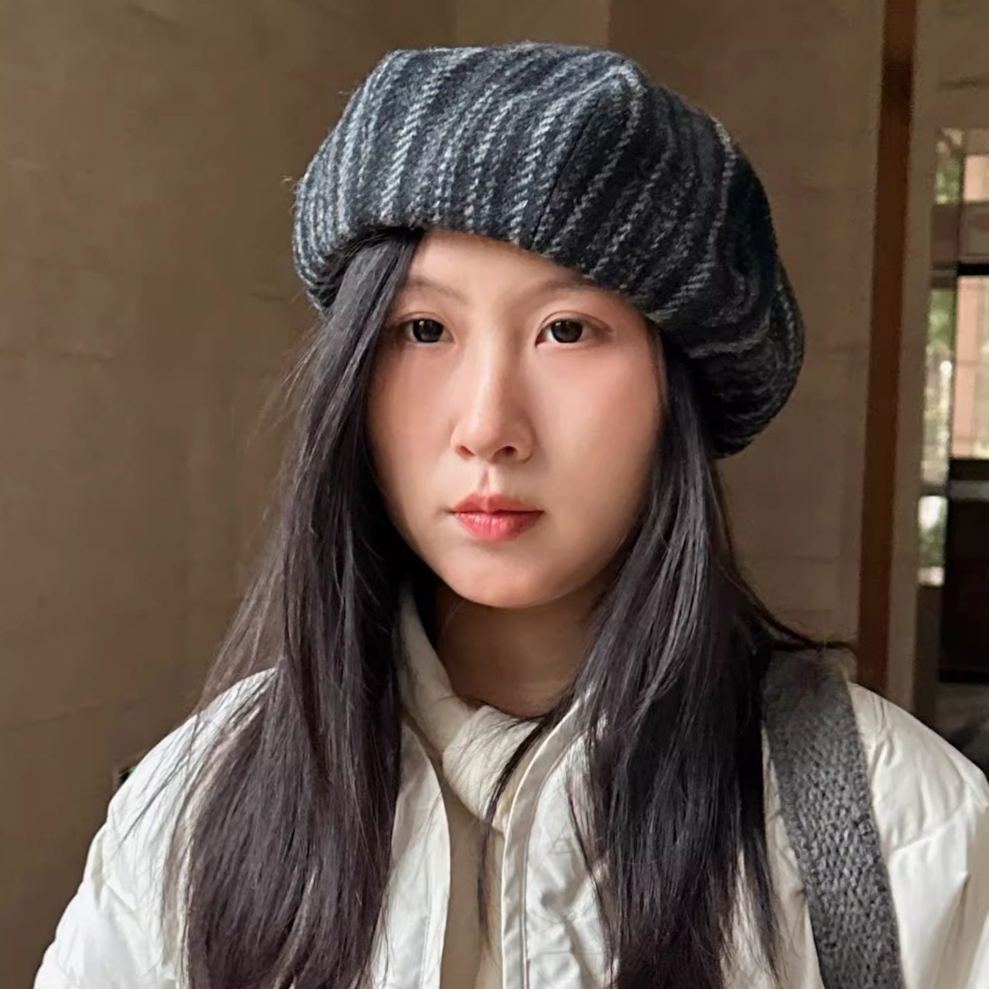日系女士男士条纹羊毛呢八角帽贝雷帽显脸小保暖秋冬洋气复古帽子