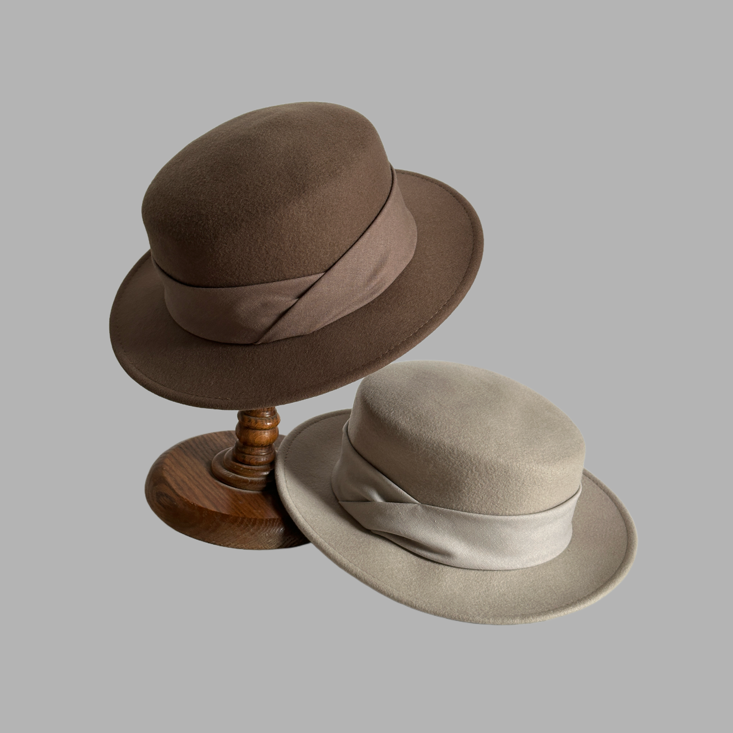 日系平顶平沿羊毛呢定型礼帽法式百搭显脸小秋冬女士男士毡帽英伦