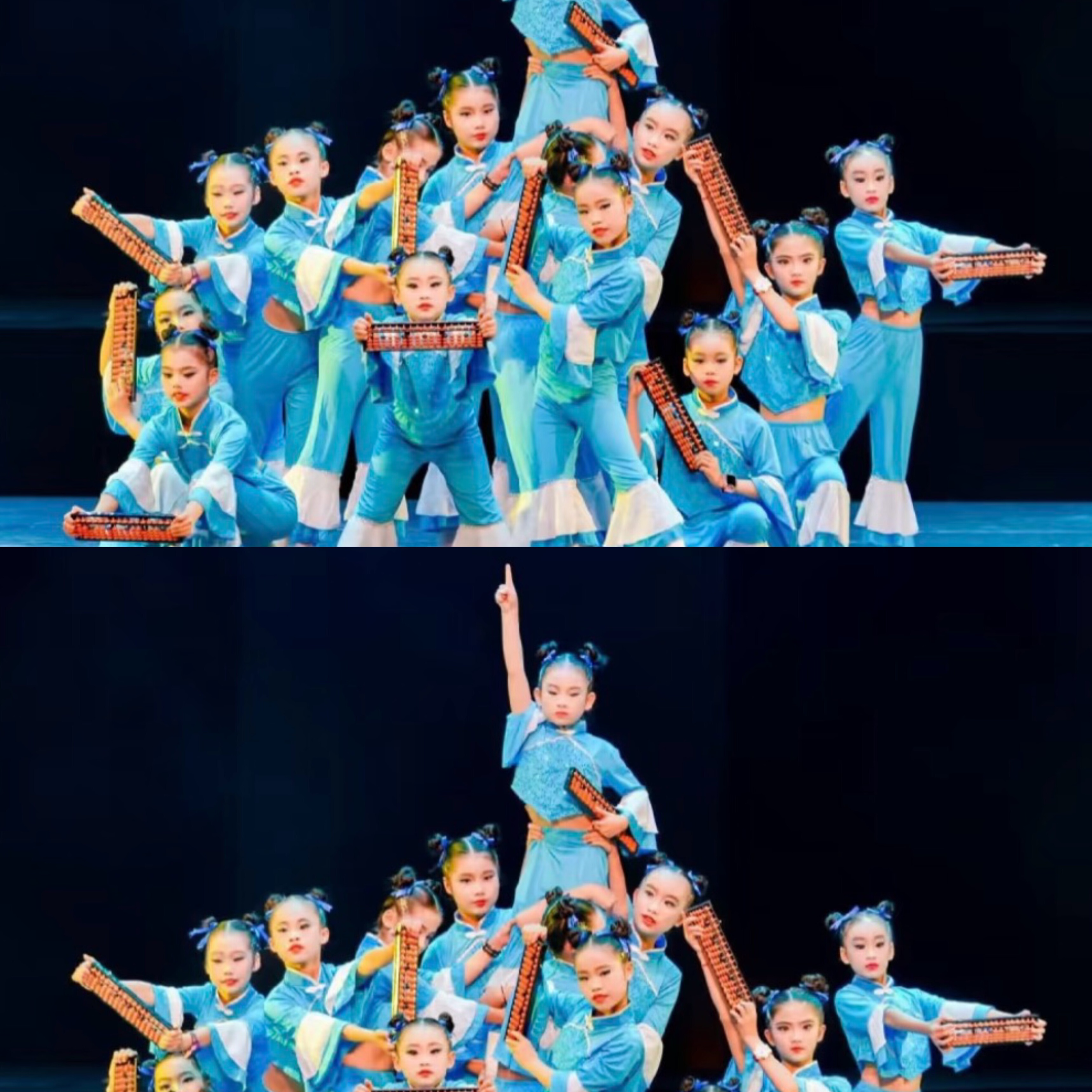 女童古典算盘踩水舞演出服