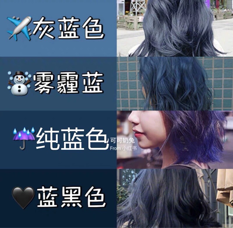 网红潮色蓝黑色染发剂2020流行色染发膏自己在家染头发泡泡植物纯