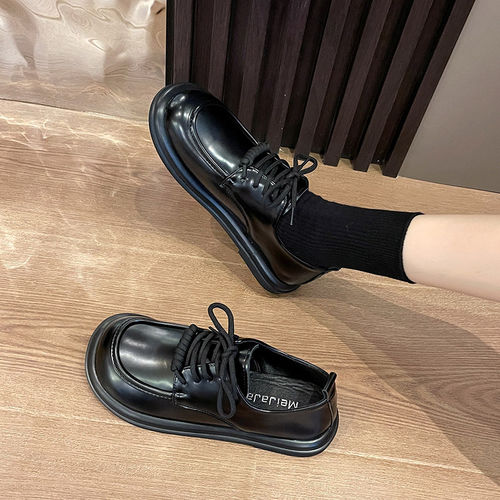 单鞋英伦风系带软底小皮鞋