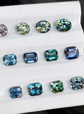 LB2天然蓝宝石无烧水鸭蓝绿色彩宝高级钻石镶嵌戒指吊坠手链新品