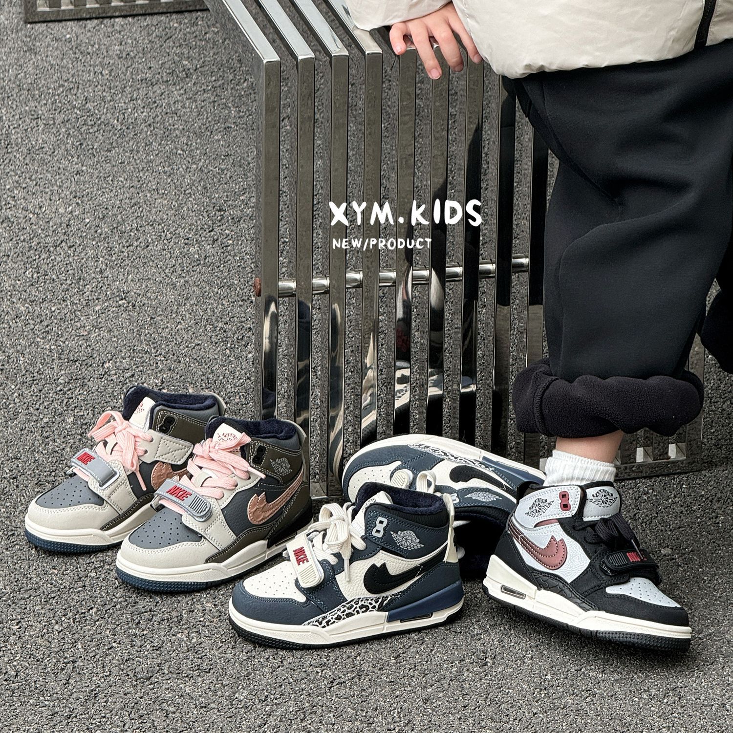 亲子款儿童加绒高帮板鞋冬新款气垫女童二棉鞋男童防滑运动篮球鞋