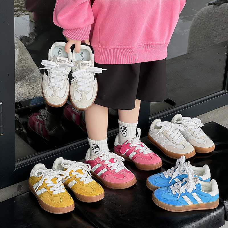 儿童运动鞋时尚复古休闲德训鞋秋新款女童舒适阿甘鞋男童轻便板鞋