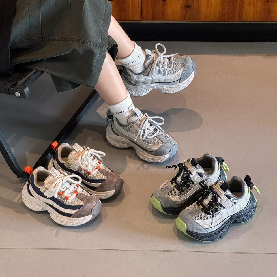 巴黎儿童2026秋新款网面老爹鞋男女童百搭轻便运动鞋学生跑步鞋