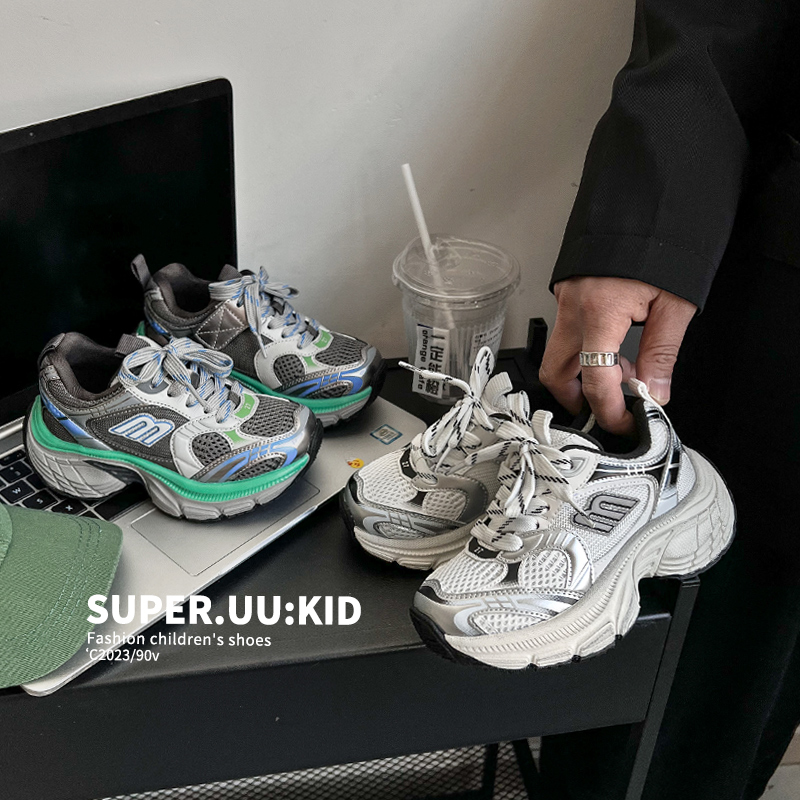 巴黎走秀10XL潮儿童运动鞋ins老爹鞋男女童复古轻便软底休闲单鞋