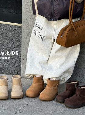 小土豆儿童棉鞋冬季新款男童防水雪地靴韩版简约加绒保暖女童棉靴