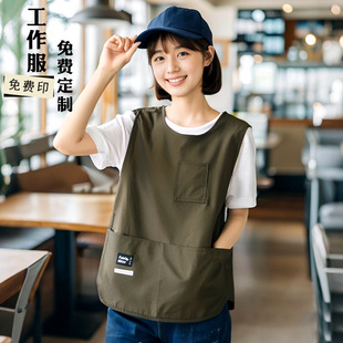 新式马甲工装围裙厨房家用防污坎肩做饭围腰女餐饮工作服定制成人