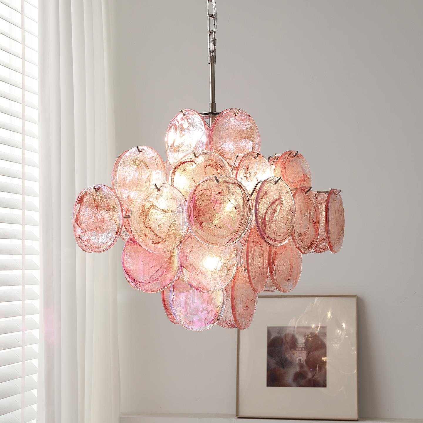 法式中古风创意餐厅吊灯复古高级感设计师别墅复式楼卧室玻璃灯具